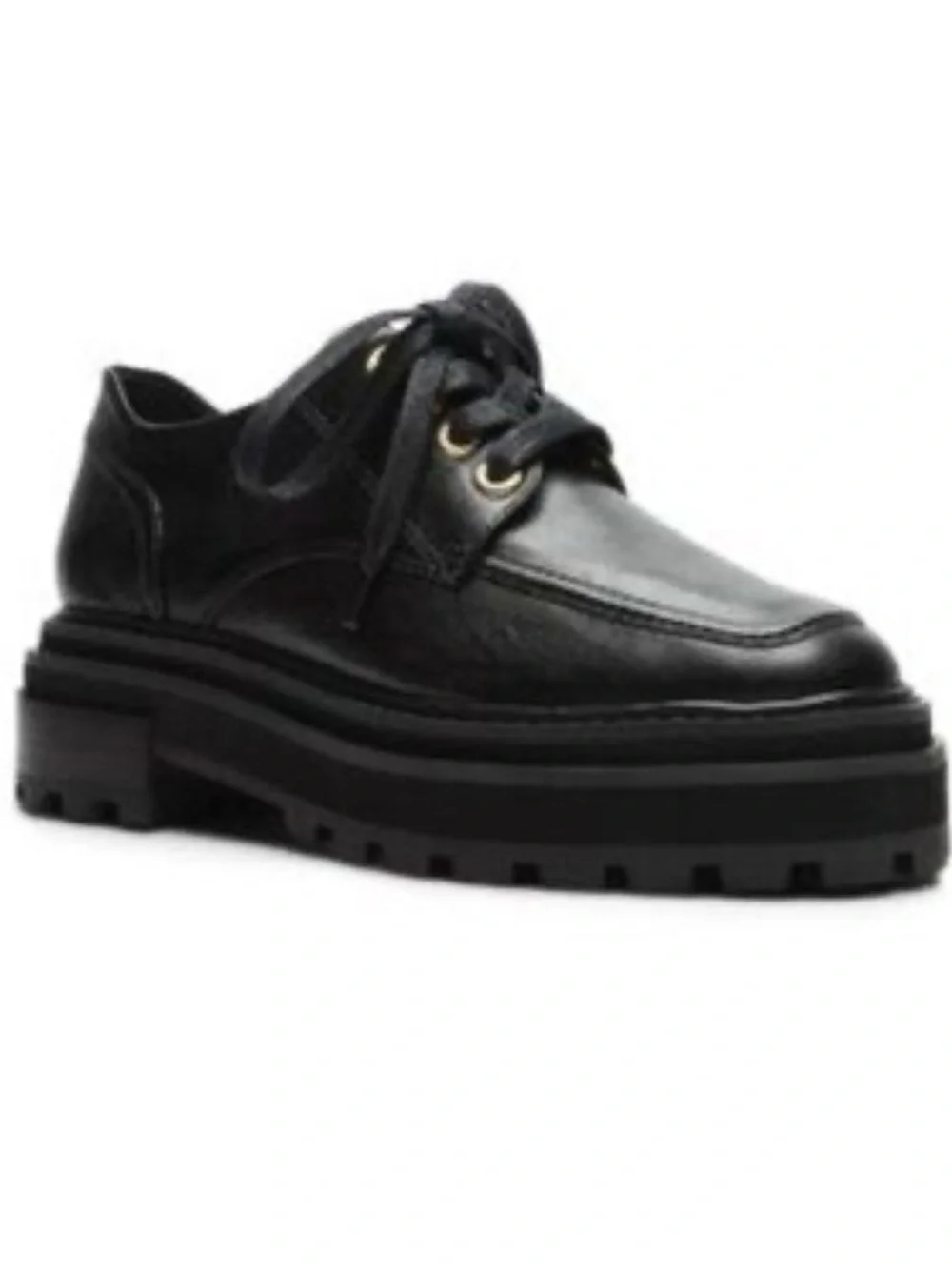 NWT SCHUTZ Black Bethie Platform Leather Oxfords Sz 7.5B